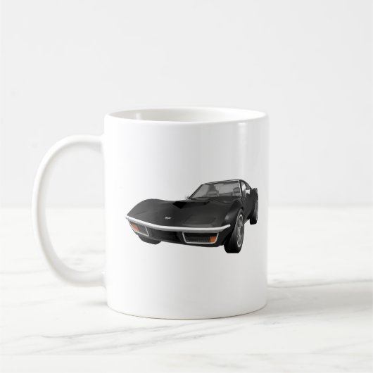 Mug Voiture de sport 1970 de Corvette : Finition noire (Gauche)