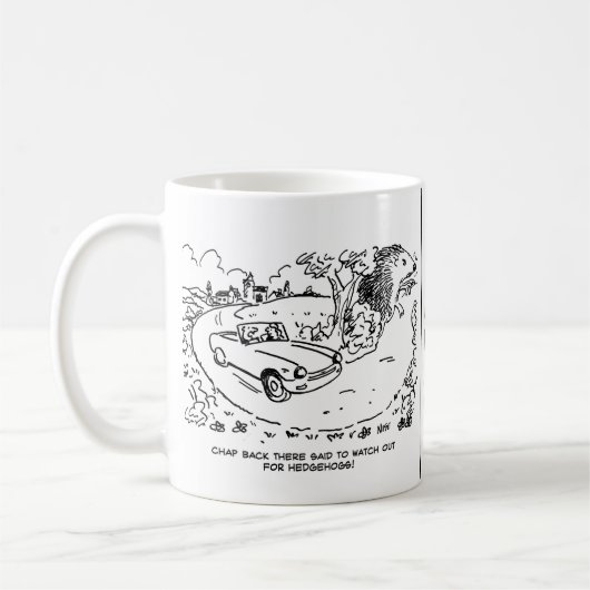 Mug Voiture de sport en campagne avec Hérisson (Gauche)