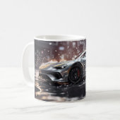 Mug Voiture de sport rapide argentée en dérive (Devant gauche)