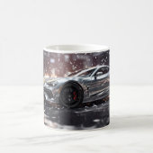 Mug Voiture de sport rapide argentée en dérive (Centre)