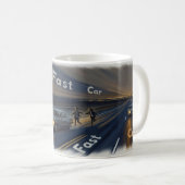 Mug Voiture Rapide Route Nocturne Main dans la Main Év (Devant droit)