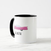 Mug Voiture rose vintage personnalisable (Devant gauche)