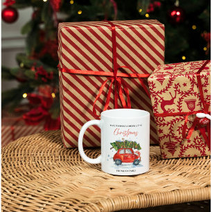 Mug Voiture rouge de Noël et arbre