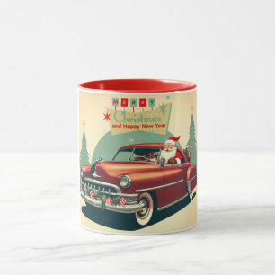 Mug Voiture rouge vintage & Père Noël