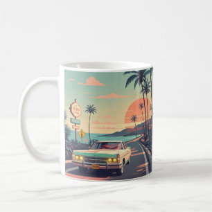 Mug Voiture vintage de style rétro sur la plage