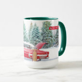 Mug Voiture Vintage Personnalisée Scène d'hiver, hiver (Devant droit)