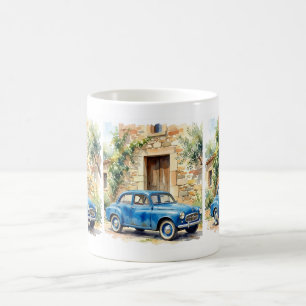 Mug Voitures Anciennes près d'un Cottage en Pierre