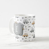 Mug Voitures de dessin animé mignonnes Monogramme pers (Devant gauche)