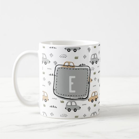 Mug Voitures de dessin animé mignonnes Monogramme pers (Gauche)
