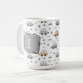 Mug Voitures de dessin animé mignonnes Monogramme pers (Devant gauche)