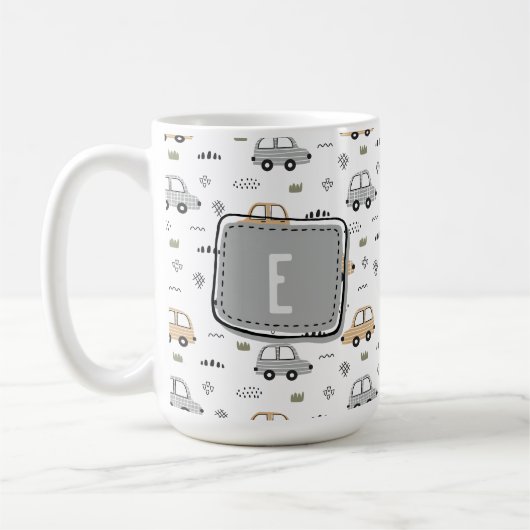 Mug Voitures de dessin animé mignonnes Monogramme pers (Gauche)