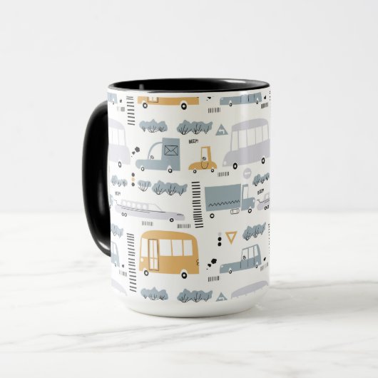 Mug Voitures mignonnes dans le Motif de la circulation (Devant gauche)