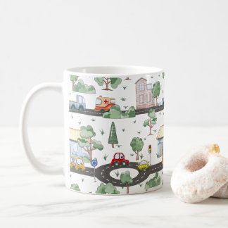 Mug Voitures mignonnes en Ville Motif pour petits garç