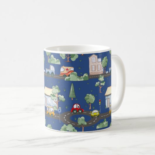 Mug Voitures mignonnes en Ville Motif pour petits garç (Devant droit)
