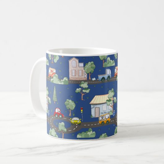 Mug Voitures mignonnes en Ville Motif pour petits garç (Devant gauche)