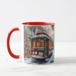 Mug Voiturette de Noël Vintage en Neige