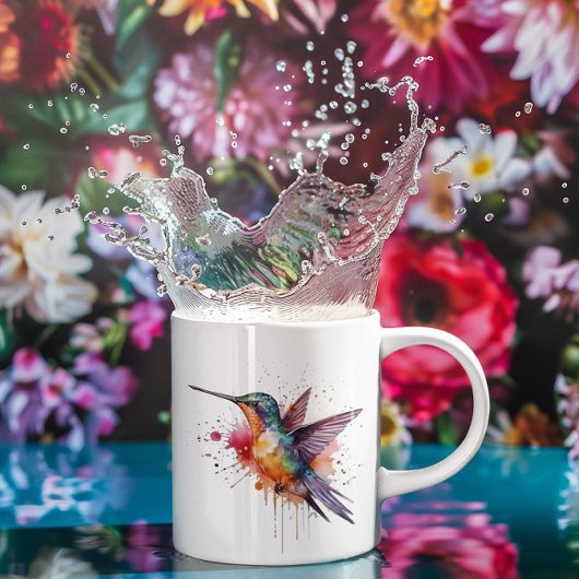 Mug Vol coloré, colibri aquarelle