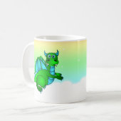 Mug Vol crépusculaire - dragon vert et bleu mignon (Devant gauche)