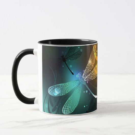 Mug Vol de libellule verte lumineuse (Gauche)