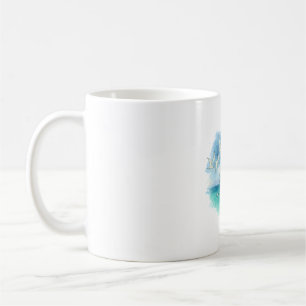 Mug Vol Océan - Aquarelle Terres sur mer Turquoise