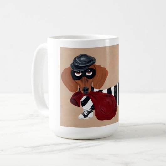 Mug Voleur de friandises pour teckel cambrioleur (Devant gauche)