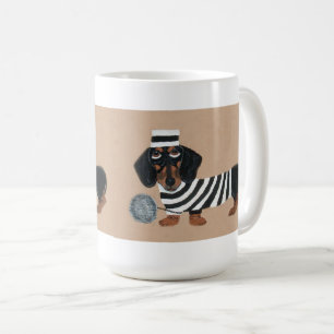 Mug Voleur de friandises teckel noir et marron oiseau