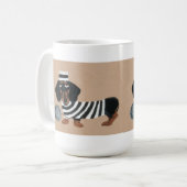 Mug Voleur de friandises teckel noir et marron oiseau (Devant gauche)