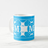 Mug Volley-ball bleu monogramme (Devant gauche)