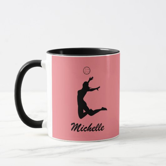 Mug Volley-ball personnalisé noir et rose (Gauche)
