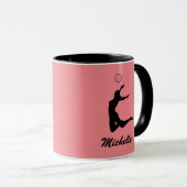 Mug Volley-ball personnalisé noir et rose (Devant droit)