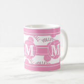Mug Volley-ball rose - Monogramme (Devant droit)