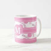 Mug Volleyball rose de monogramme (Devant droit)