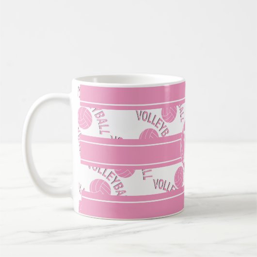 Mug Volleyball rose de monogramme (Gauche)