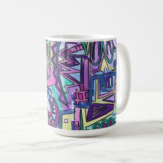 Mug Volonté Libre - Art Abstrait Peint à la Main (Devant droit)