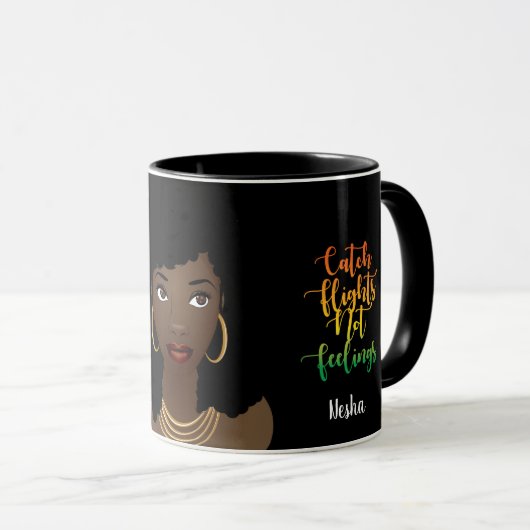 Mug Vols de capture pas des sentiments, Femme noire, N (Devant droit)