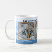 Mug Vos 3 mignonnes Photos de chats Bleu Bouton Bouton (Gauche)