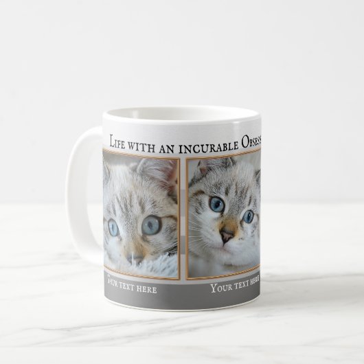 Mug Vos 3 mignonnes Photos de chats Gris Gris Gris Gra (Devant gauche)