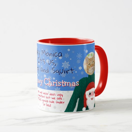 Mug Vos chats dans des pulls de Noël moches Photo pers (Devant droit)