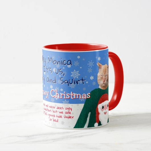 Mug Vos chats dans des pulls de Noël moches Photo pers (Devant droit)