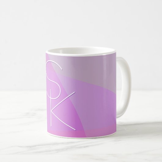 Mug Vos initiales de chevauchement | Géométrique rose  (Devant droit)