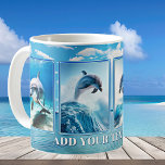 Mug Vos photos ou Dolphin Turquoise Beach<br><div class="desc">Mug avec vos photos personnalisées sur une image de plage arrière - plan. Vous pouvez également quitter les dauphins si vous le souhaitez !</div>