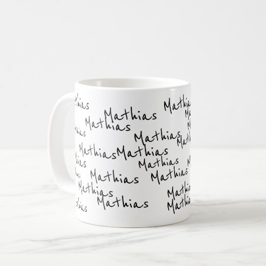 Mug vos propres noms de script noir en blanc (Devant gauche)