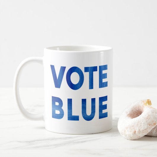 Mug Vote Blue bold watercolor texte politique (Avec donut)