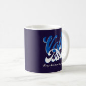 Mug Vote Blue Retro Style Word Art (Devant droit)