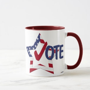Mug Vote Coche Rouge avec Étoile du Drapeau Américain