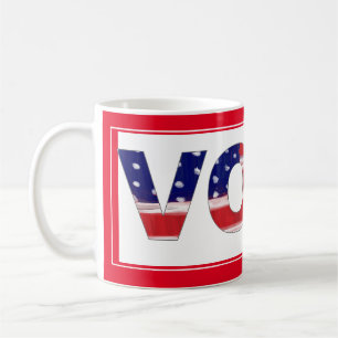 Mug Voter Le Texte Dans Les Couleurs Du Drapeau Rouge