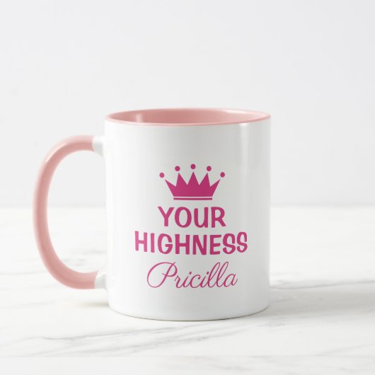 Mug Votre Altesse drôle rose princesse couronne coutur (Gauche)