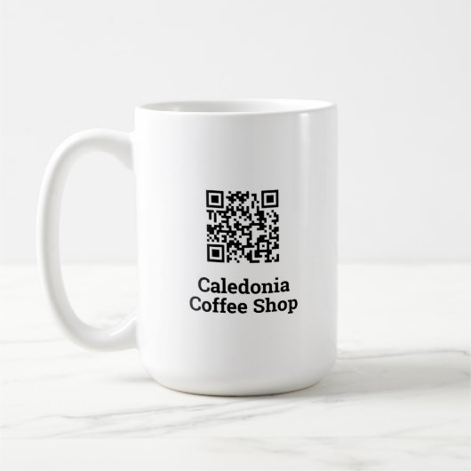Mug Votre conception de code QR. Café (Gauche)