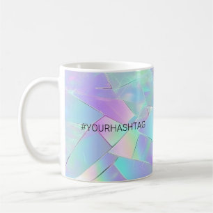 Mug #Votre Hashtag, Design Iridescent Turquoise et Vio