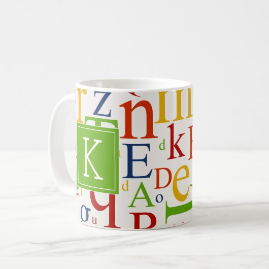 Mug Votre initiale | Alphabet coloré (Devant gauche)